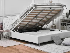 Beliani Parisanky Keinonahka Säilytystila Valkoinen 180 X 200 Cm Metz Best