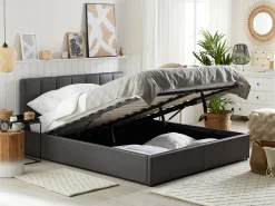 Beliani Parisanky Keinonahka Säilytystila Tummanharmaa 180 X 200 Cm Dreux Discount