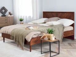 Beliani Parisanky Led-Valot Tumma Puu 160 X 200 Cm Mialet Store