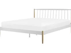 Beliani Parisanky Metalli Valkoinen/Vaalea Puu 180 X 200 Cm Maurs Sale