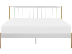 Beliani Parisanky Metalli Valkoinen/Vaalea Puu 180 X 200 Cm Maurs Sale