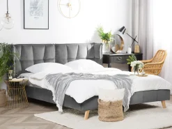 Beliani Parisanky Sametti Harmaa 160 X 200 Cm Senlis Flash Sale