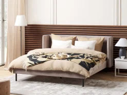 Beliani Parisanky Sametti Ruskeanharmaa 160 X 200 Cm Arette Flash Sale