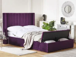 Beliani Parisanky Sametti Säilytystila Purppura 140 X 200 Cm Noyers Flash Sale