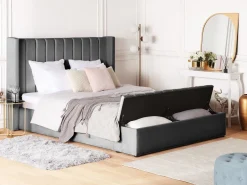 Beliani Parisanky Sametti Säilytystila Harmaa 180 X 200 Cm Noyers Cheap