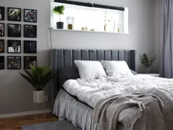 Beliani Parisanky Sametti Säilytystila Harmaa 180 X 200 Cm Noyers Cheap