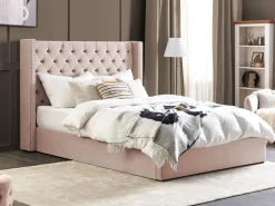 Beliani Parisanky Sametti Säilytystila Vaaleanpunainen 180 X 200 Cm Lubbon Fashion