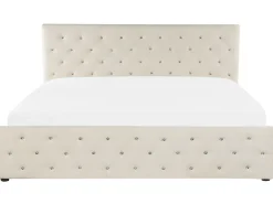 Beliani Parisanky Sametti Säilytystila Vaalea Beige 180 X 200 Cm Amiens Hot