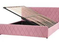 Beliani Parisanky Sametti Säilytystila Vaaleanpunainen 180 X 200 Cm Rochefort Best