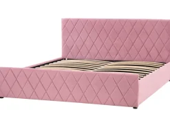 Beliani Parisanky Sametti Säilytystila Vaaleanpunainen 180 X 200 Cm Rochefort Best