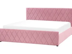 Beliani Parisanky Sametti Säilytystila Vaaleanpunainen 180 X 200 Cm Rochefort Best