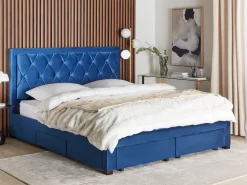 Beliani Parisanky Sametti Säilytystila Laivastonsininen 180 X 200 Cm Lievin Fashion