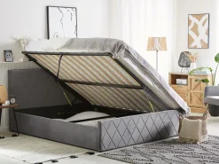 Beliani Parisanky Sametti Säilytystila Harmaa 180 X 200 Cm Rochefort Best Sale