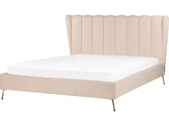 Beliani Parisanky Sametti Usb-Portti Beige 160 X 200 Cm Miribel Fashion