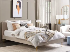 Beliani Parisanky Sametti Vaalea Beige 180 X 200 Cm Flayat Best