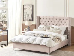 Beliani Parisanky Sametti Vaaleanpunainen 180 X 200 Cm Lubbon Fashion