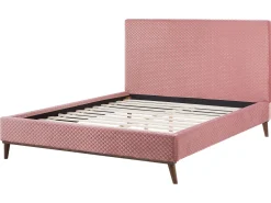 Beliani Parisanky Sametti Vaaleanpunainen 160 X 200 Cm Bayonne Cheap