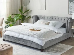 Beliani Parisanky Sametti Vaaleanharmaa 180 X 200 Cm Cavaillon Best Sale