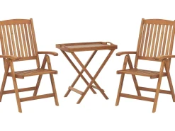 Beliani Parvekekalustesetti Akaasiapuinen Ruskeanharmailla Pehmusteilla Java Cheap