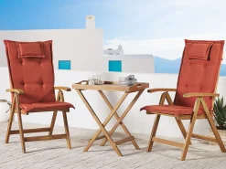 Beliani Parvekekalustesetti Akaasiapuinen Terrakotan Varisilla Pehmusteilla Java Clearance