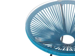 Beliani Parvekekalustesetti Rottinkinen Sininen Acapulco Ii Sale