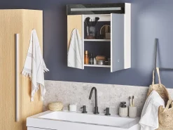 Beliani Peilikaappi Led-Valo Valkoinen 60 X 60 Cm Jaramillo Hot