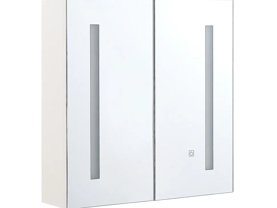 Beliani Peilikaappi Led-Valo Valkoinen 60 X 60 Cm Chabunco Cheap