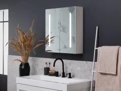 Beliani Peilikaappi Led-Valo Valkoinen 60 X 60 Cm Chabunco Cheap