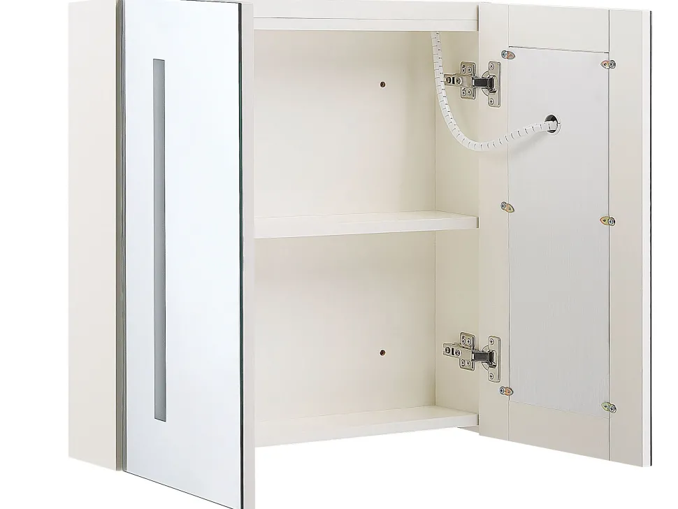 Beliani Peilikaappi Led-Valo Valkoinen 60 X 60 Cm Chabunco Cheap