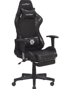 Beliani Pelituoli Keinonahka Maastokuvio Musta/Tummanharmaa Victory Cheap