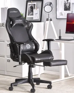 Beliani Pelituoli Keinonahka Maastokuvio Musta/Tummanharmaa Victory Cheap