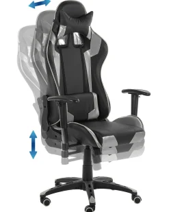 Beliani Pelituoli Keinonahka Musta/Hopea Knight Flash Sale