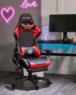 Beliani Pelituoli Keinonahka Musta/Punainen Victory Discount