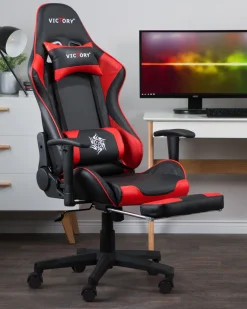 Beliani Pelituoli Keinonahka Musta/Punainen Victory Discount