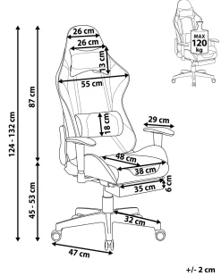 Beliani Pelituoli Keinonahka Musta/Sininen Victory Sale