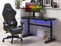 Beliani Pelituoli Keinonahka Musta/Sininen Victory Sale