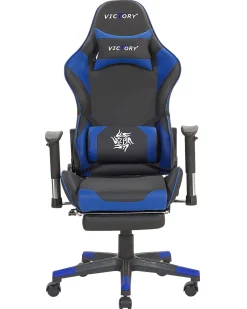 Beliani Pelituoli Keinonahka Musta/Sininen Victory Sale