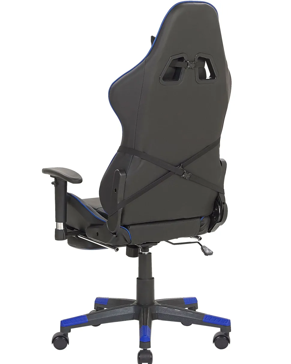 Beliani Pelituoli Keinonahka Musta/Sininen Victory Sale