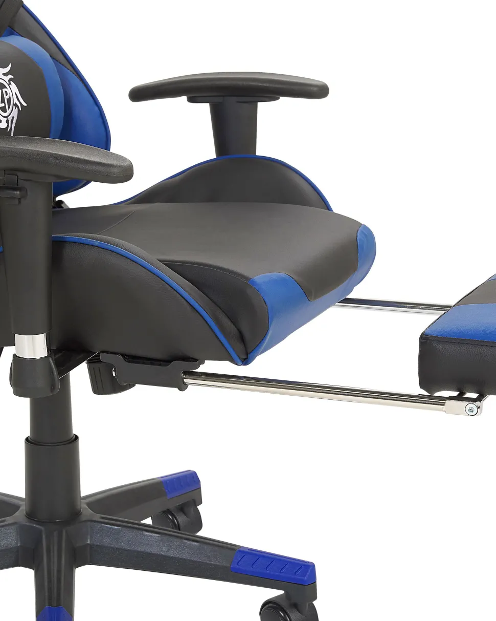 Beliani Pelituoli Keinonahka Musta/Sininen Victory Sale