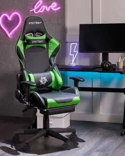 Beliani Pelituoli Keinonahka Musta/Vihrea Victory Fashion