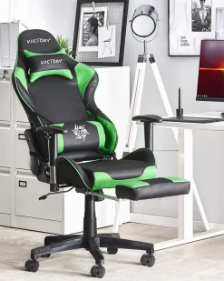 Beliani Pelituoli Keinonahka Musta/Vihrea Victory Fashion