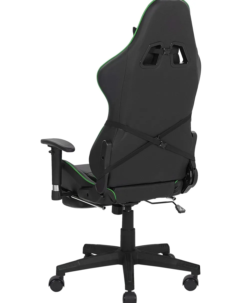 Beliani Pelituoli Keinonahka Musta/Vihrea Victory Fashion