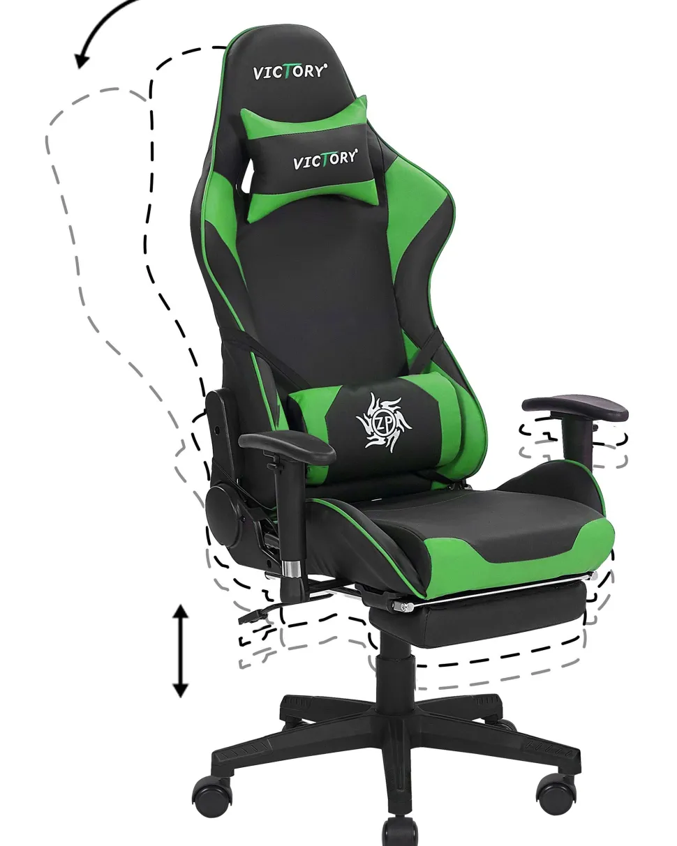 Beliani Pelituoli Keinonahka Musta/Vihrea Victory Fashion