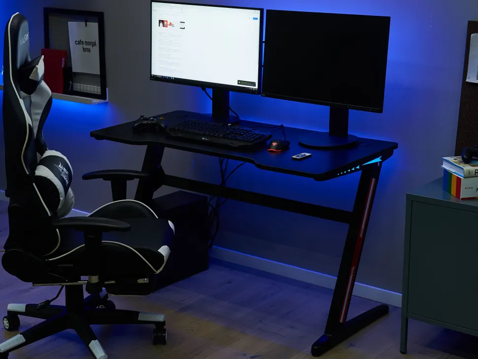 Beliani Pelituoli Keinonahka Musta/Valkoinen Victory Best Sale