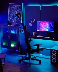 Beliani Pelituoli Keinonahka Musta/Tummansininen Gamer Shop