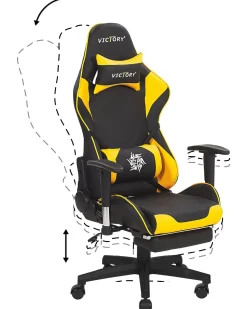 Beliani Pelituoli Keinonahka Musta/Keltainen Victory Outlet