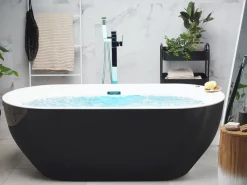 Beliani Poreamme Vapaasti Seisova Led-Valot Musta 170 X 80 Cm Nevis Cheap