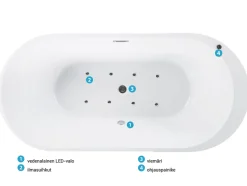 Beliani Poreamme Vapaasti Seisova Led-Valot Musta 170 X 80 Cm Nevis Cheap