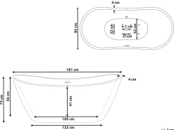 Beliani Poreamme Vapaasti Seisova Led-Valot Valkoinen 180 X 85 Cm Antigua Cheap