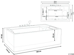 Beliani Poreamme Vapaasti Seisova Valkoinen 180 X 110 Cm Saona Store